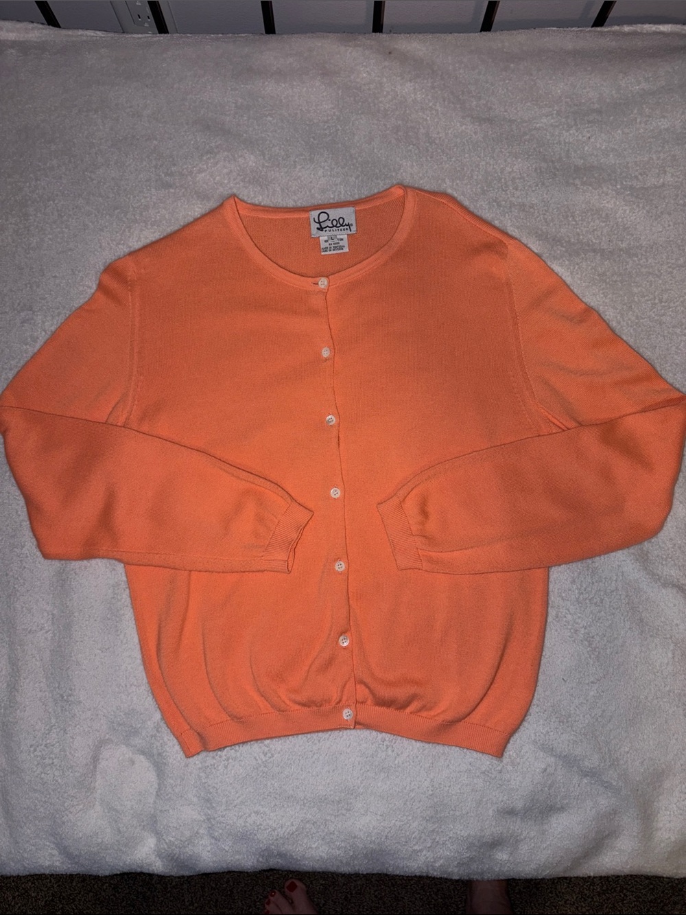 Lilly Pulitzer Coral-Orange Button-Front Cardigan, sz L